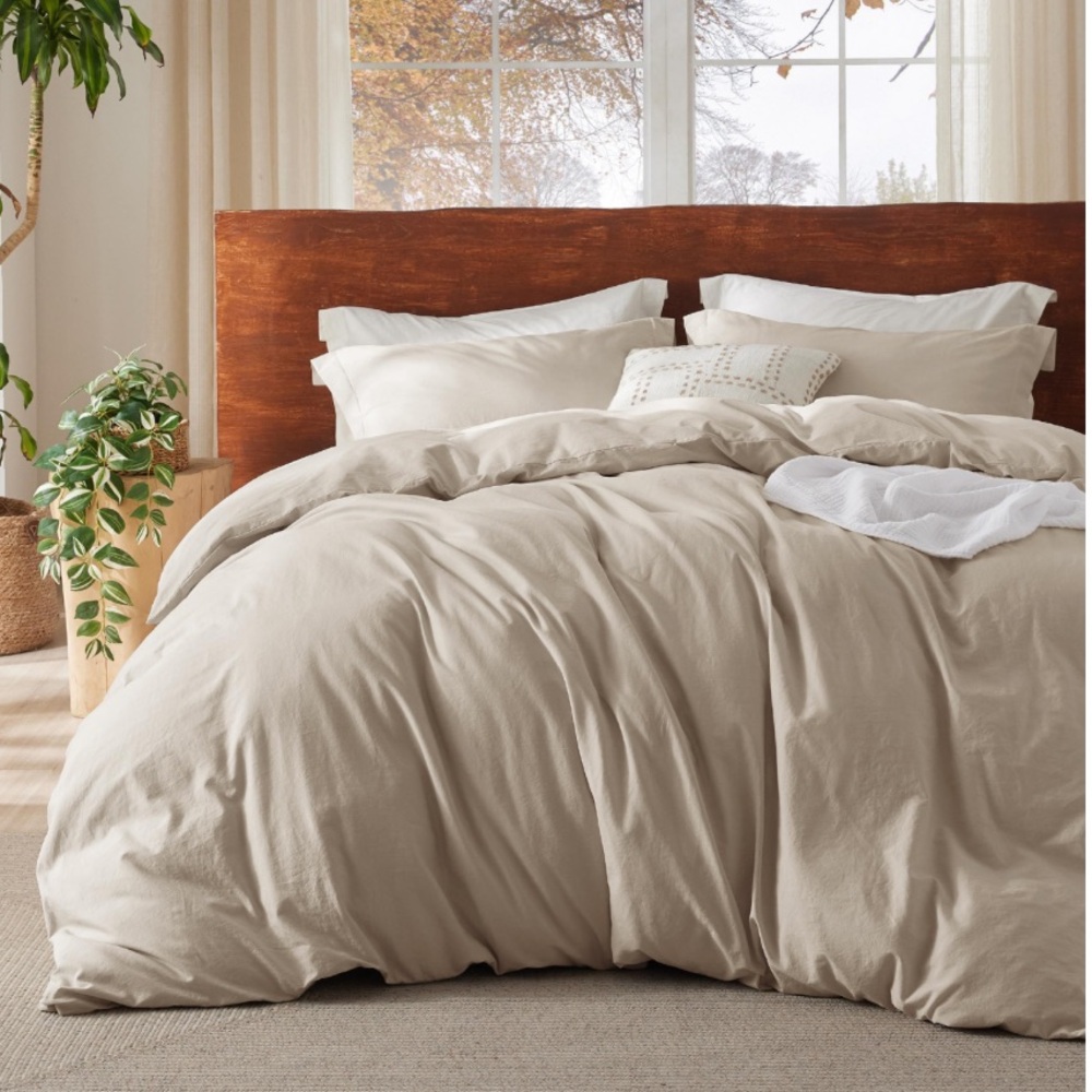 Luxurious Cotton Duvet Cover in ‘Oatmeal’-FULL